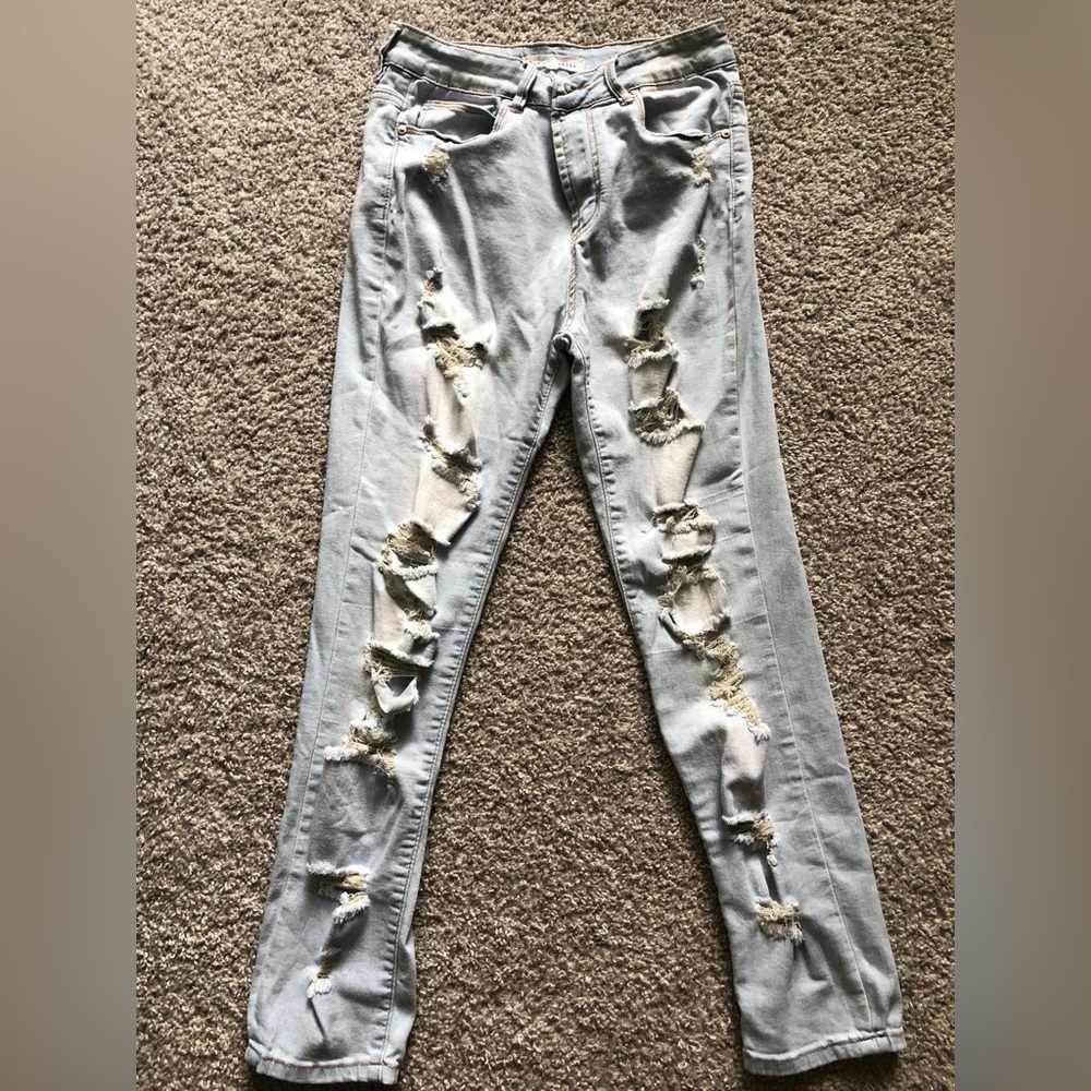 Almost Famous Light Blue Distressed Skinny Jeans
